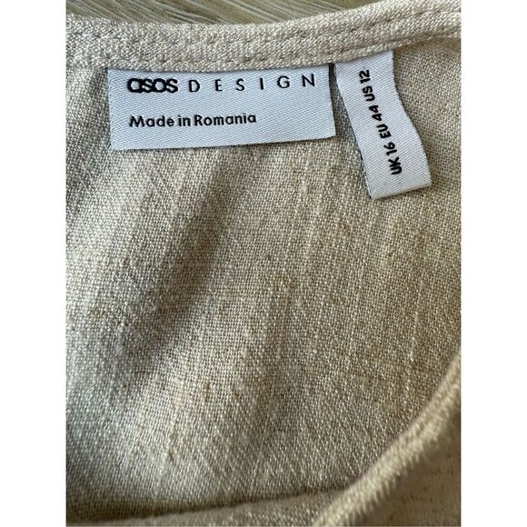 ASOS DESIGN asymmetric top with cut out side detail in stone Size 12 - Picture 7 of 11